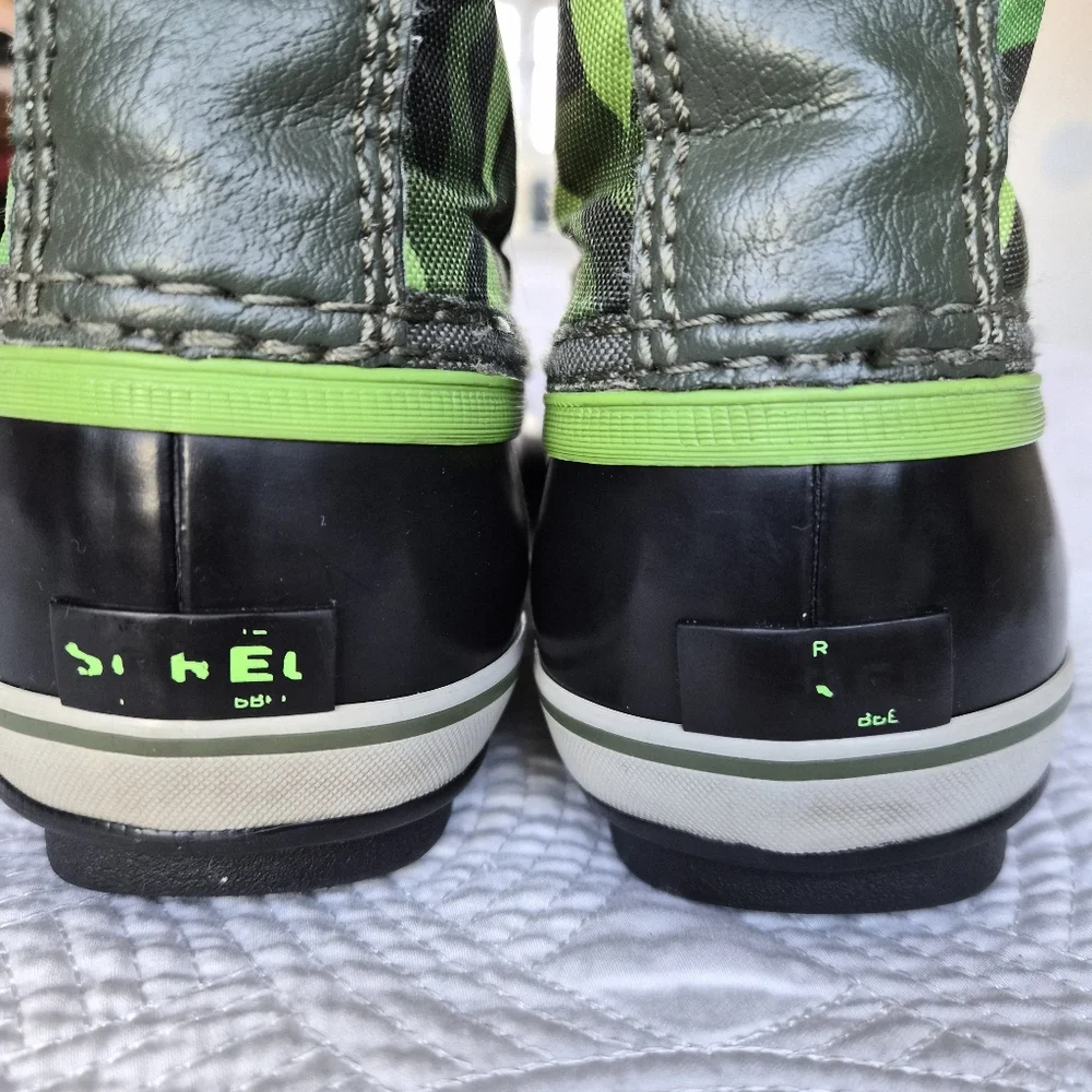VGUC Sorel Yoot Pac Boots Black Green Boot Sz 5 Waterproof Winter